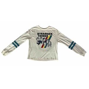 Netflix Stranger Things Long Sleeve Cropped Womens T-Shirt Crewneck Cast Medium